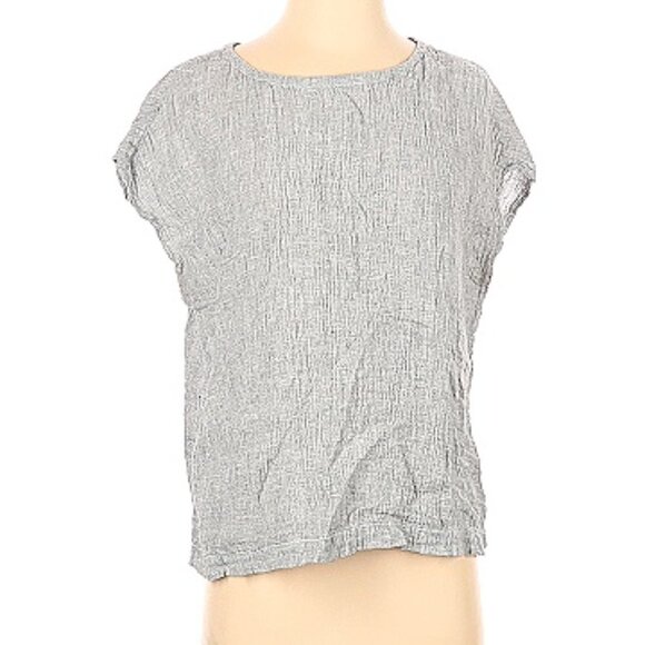 Tahari Dolman Sleeve Button Back Linen Top Gray - Picture 1 of 10